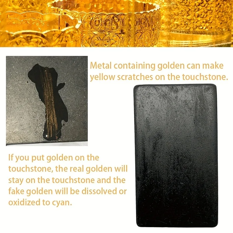 Gold Testing Stone & Acid Solution Kit for 10K/14K/18K/22K/24K Gold, Portable Precious Metal Detector Tool for Jewelry Testing - view 3