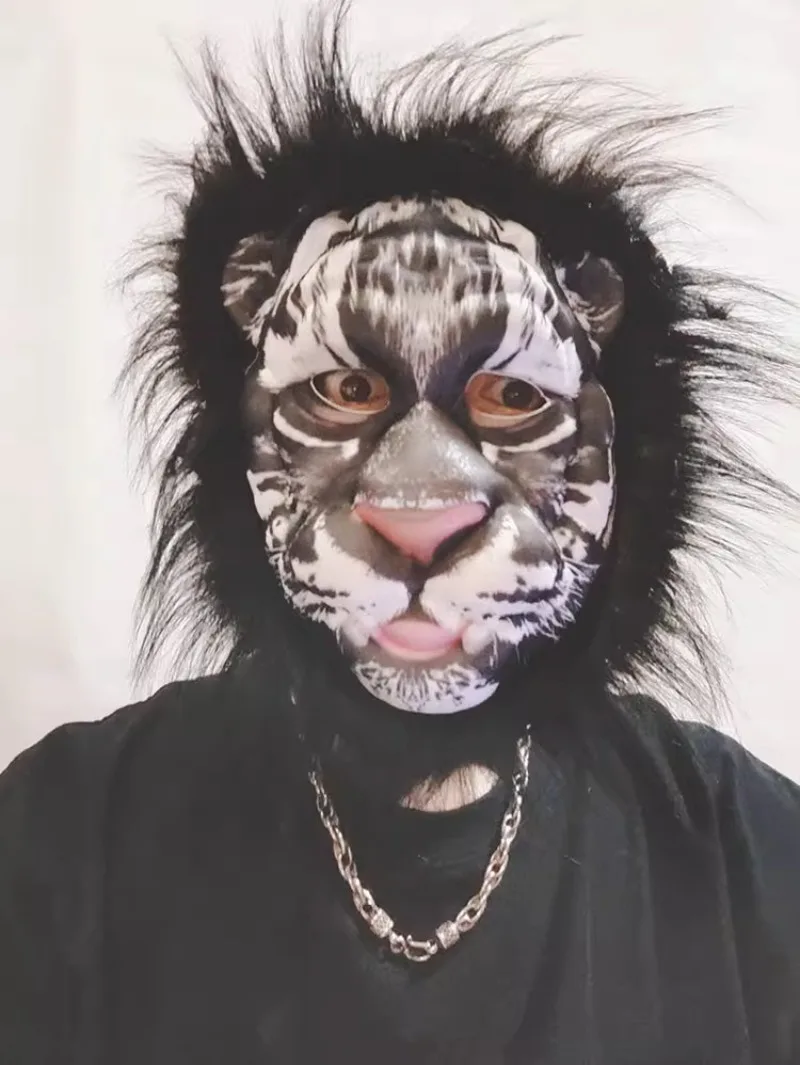 성인 및 어린이용 사파리 동물 얼굴 가면 코스프레 털복숭이 호랑이 사자 가면 무도회 테마 카니발 파티 장식 마디 그라스 마스크