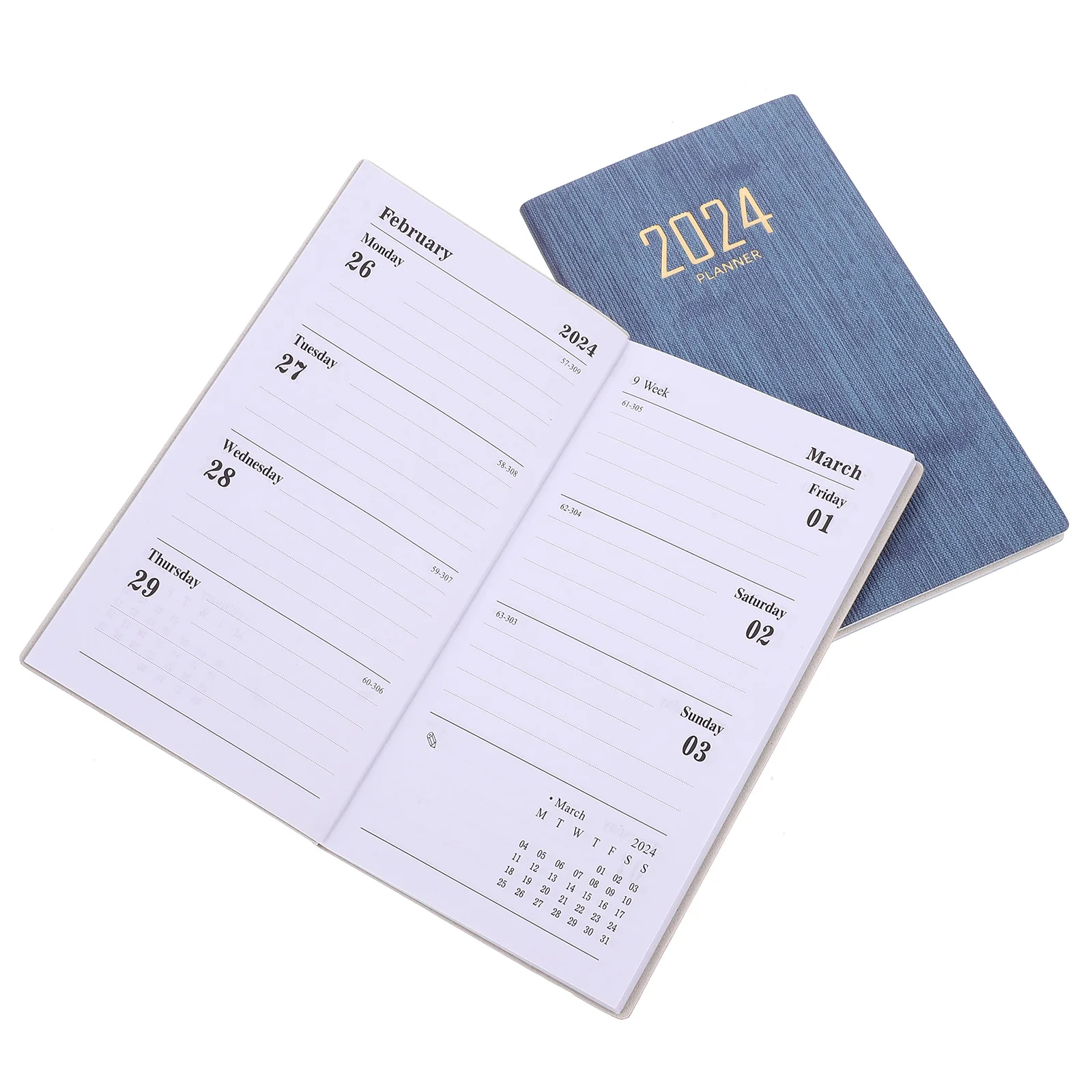 

2pcs Mini A6 Daily Weekly Planner Notebooks Portable 60 Pages Black Red Monthly Notepad Writing Diary Task Books