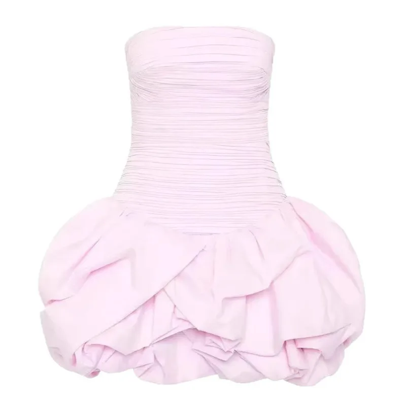 HKSH ฤดูร้อนใหม่ผู้หญิง Chic Y2K ร้อนหวาน Streetwear INS แฟชั่น Slim ดอกไม้พัฟชุดกระโปรงสั้นจีบกระโปรงน้ํา HK5678