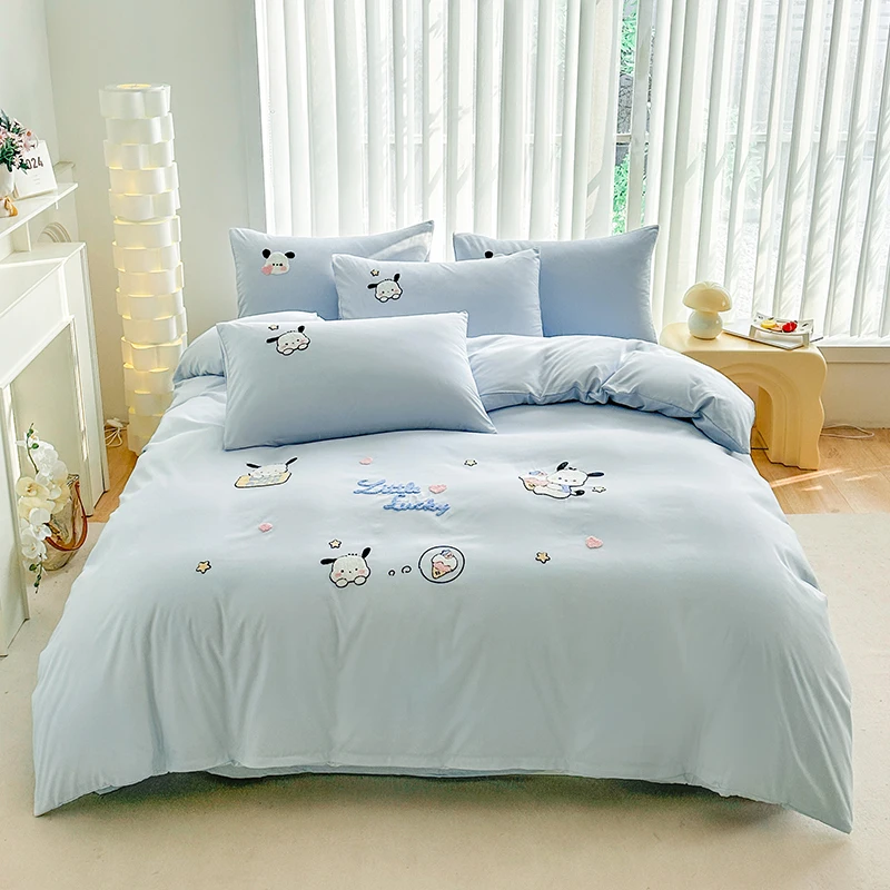 Cartoon Dog Animal Duvet Cover Lovely Puppy Blue Bedding Set 3pcs Polyester Comforter Cover Kids Girls Quilt Cover 2 Pillowcases