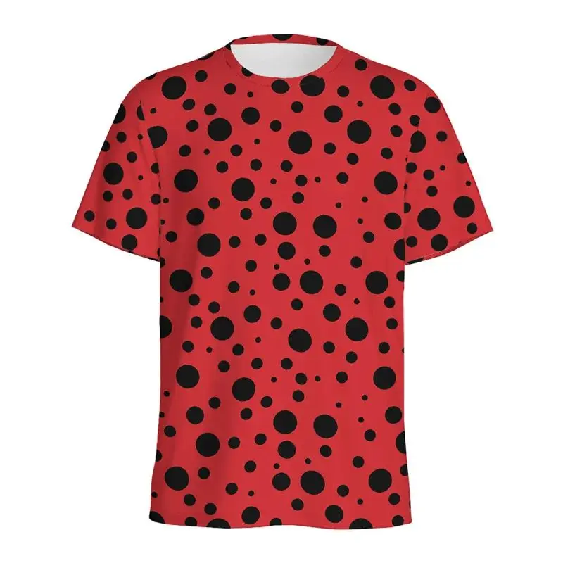 Summer Men Cute Ladybug 3d Printed T-Shirt Fashion Casual Round Neck Short Sleeve Personality Creative Pattern Plus Size Top