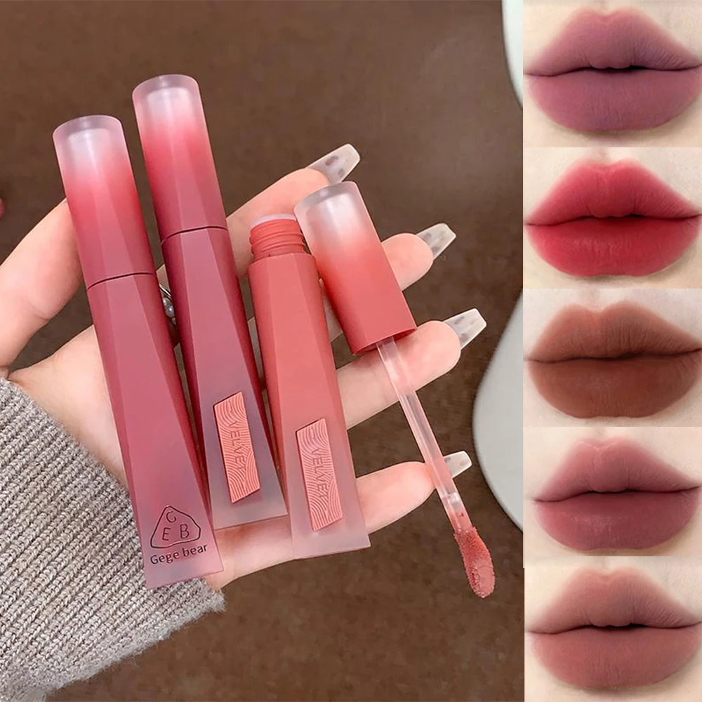Gege Bear Velvet Matte Soft Lip Glaze Autumn&winter Reddish-brown Lipstick Long-lasting Whitening Lip Cream Waterproof Lip Mud