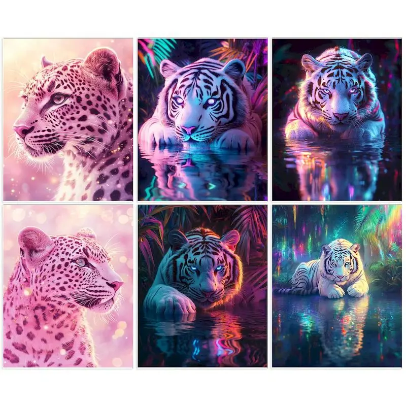 

GATYZTORY Acrylic Painting By Number Tiger Picture Kits Hand Painted Drawing On Canvas Wall Art Numbers Painting Home Decor