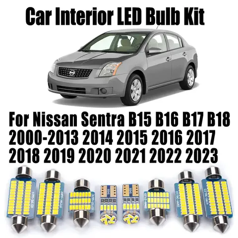 For Nissan Sentra B15 B16 B17 B18 2000- 2022 2023 License Plate Bulbs LED Interior Reading Map Dome Light Kit Car Accessories
