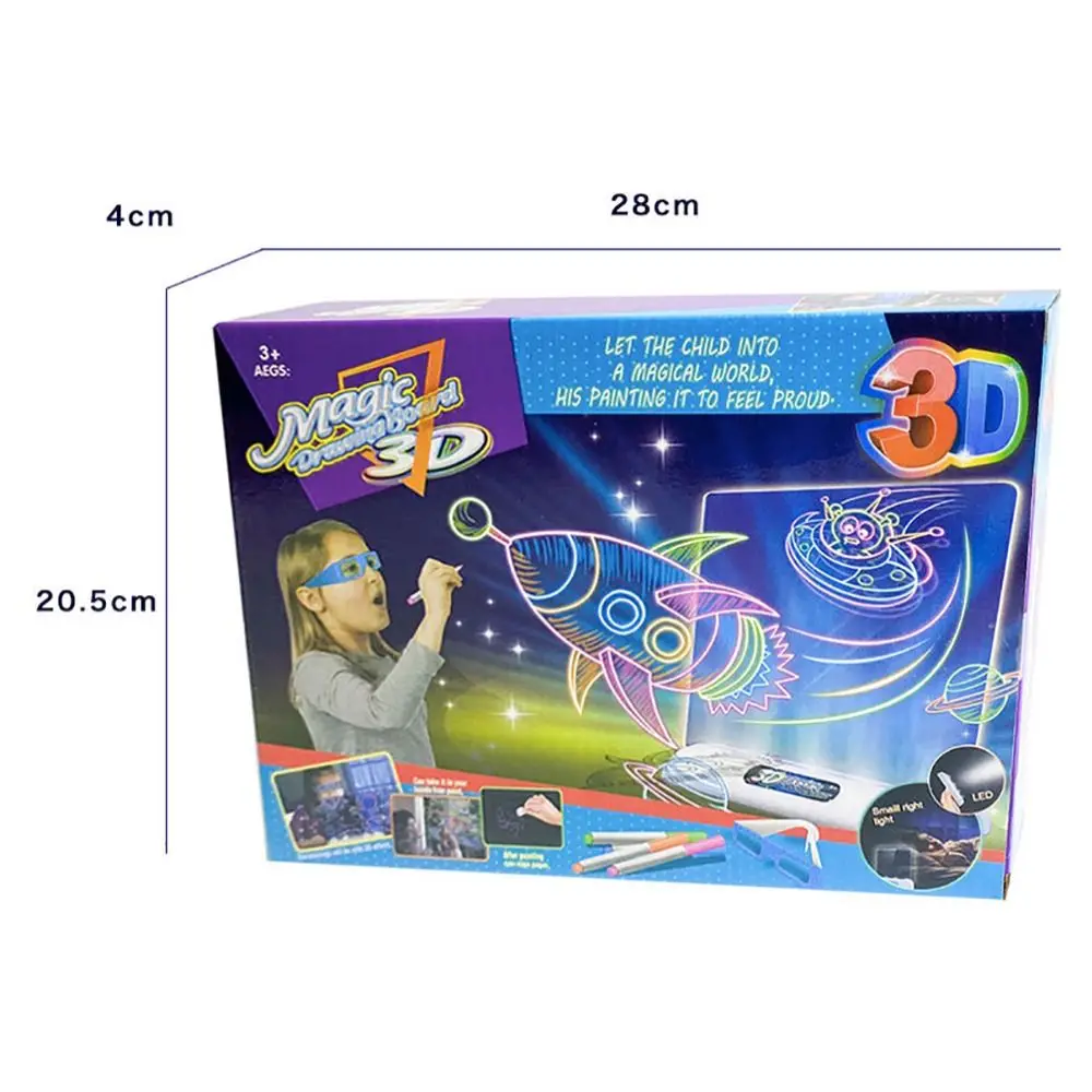 Plastic LED Luminous Blackboard 3D Colorful Light Educational Fluorescent Boards Art Doodle Board Montessori Education Toy Kid
