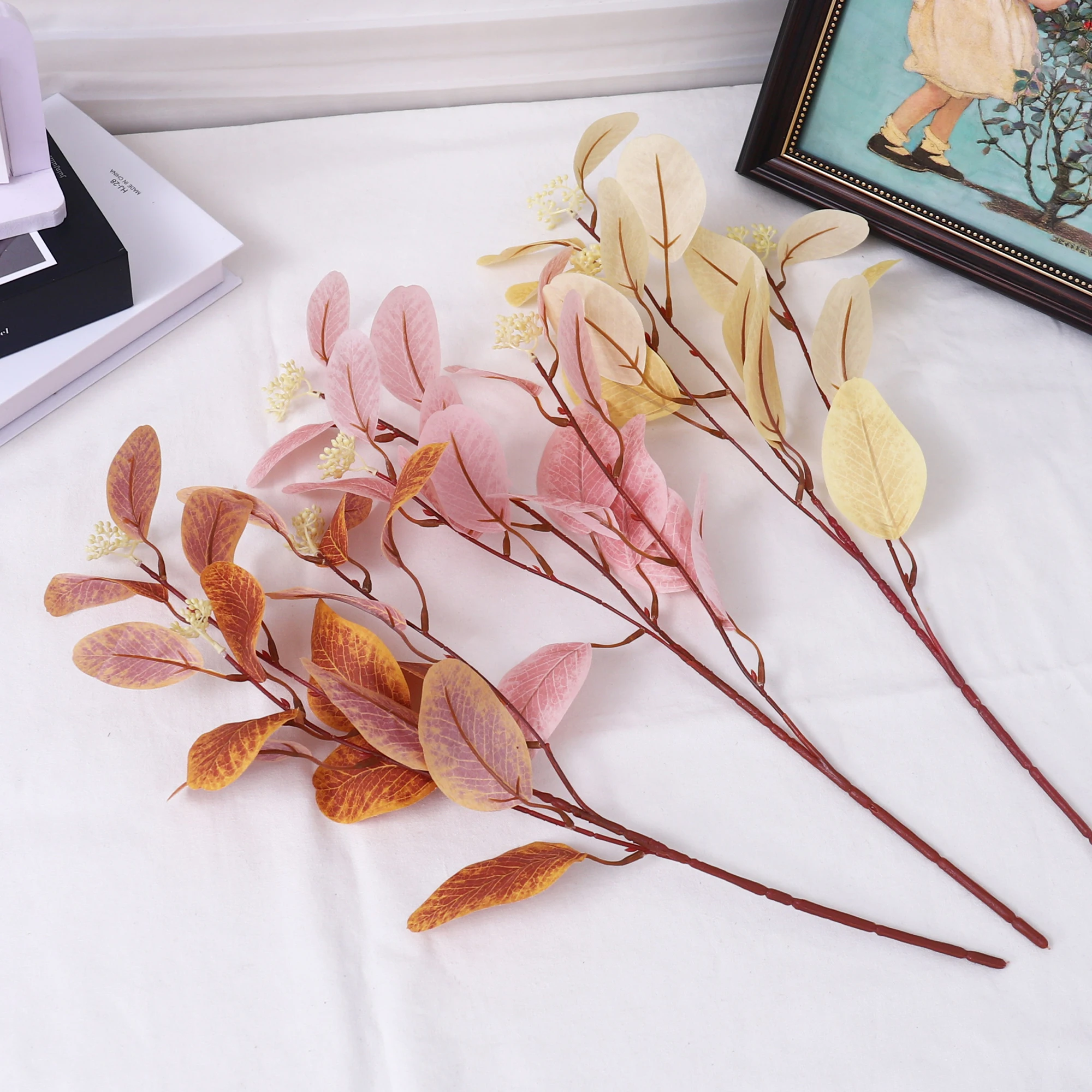 نباتات اصطناعية أوراق الأوكالبتوس أوراق التفاح نبات صناعي للمنزل غرفة المعيشة الديكور حديقة الزفاف في الهواء الطلق ترتيب الحفلات