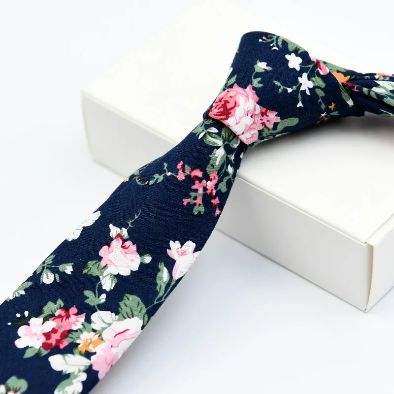 

Narrow Fashion Necktie For Man Cotton Ties For Men Flower Tie Print Paisley Gravatas De Luxo Para Homens Wedding Accessories