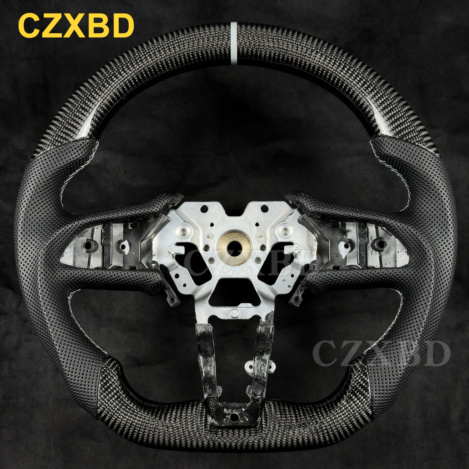 Fit For Infiniti Q50 Q60 2015-2023 Glossy Real Carbon Fiber Steering Wheel High Quality Leather Customized