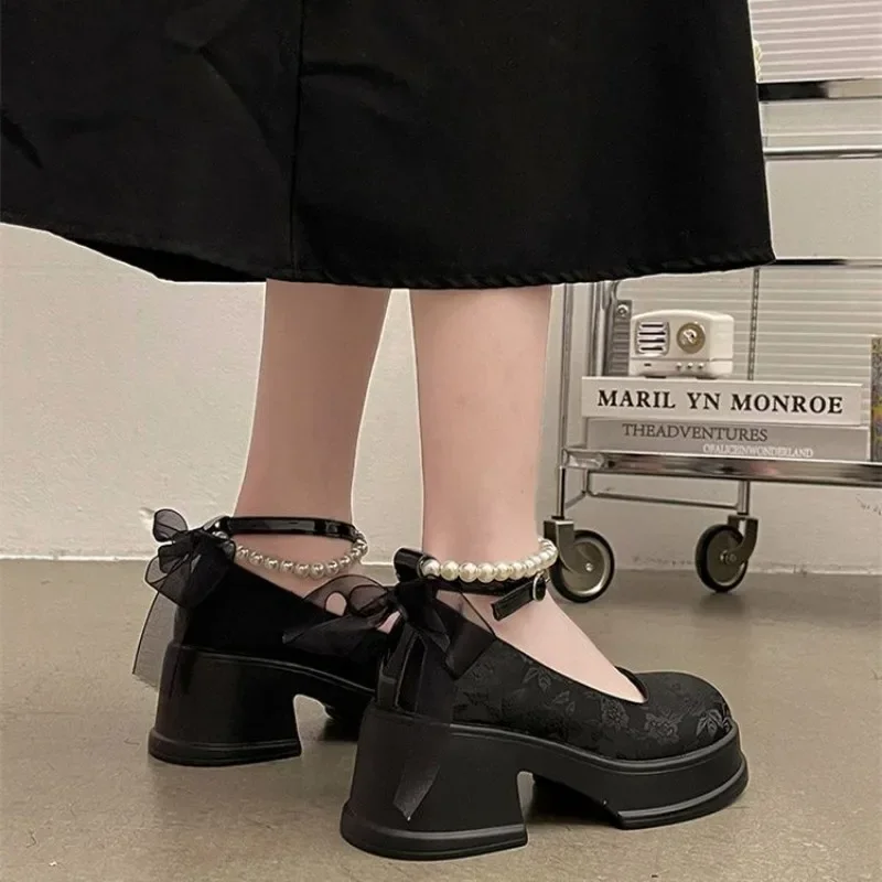 Vrouw Pumps Gothic Roze Kawaii Schattige Japanse Stijl Lolita Hoge Hakken Op Hakken Ronde Neus Mary Jane Schoenen Voor Vrouwen Avondaanbieding