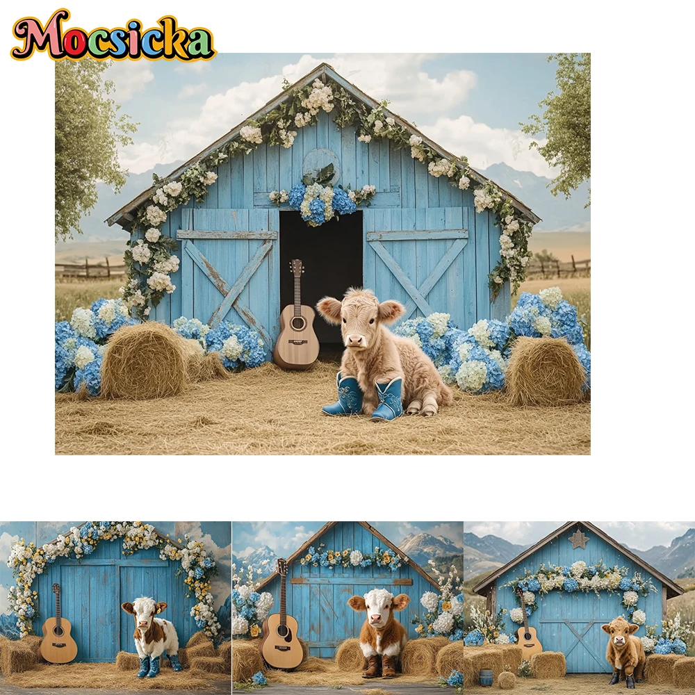 

Mocsicka Photography Backdrop Farm Dairy Cows Flowers Decoration Cake Smash Baby Shower Portrait Backgrounds For Photographs