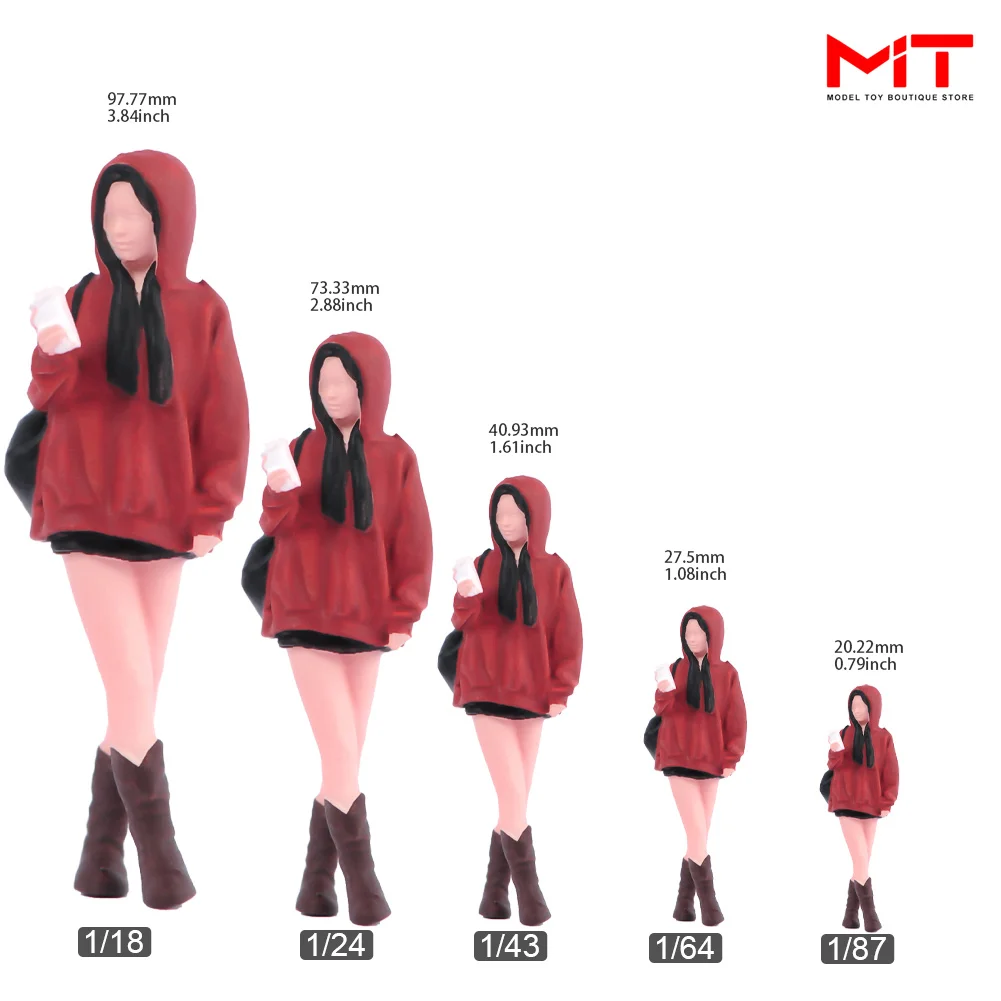 Окрашенная миниатюра 1/87 1/64 1/43 1/24 1/18 Красота девушек в виде толстовки, фигурка диорамы, кукла, креативный реквизит для сцены, модель из смолы