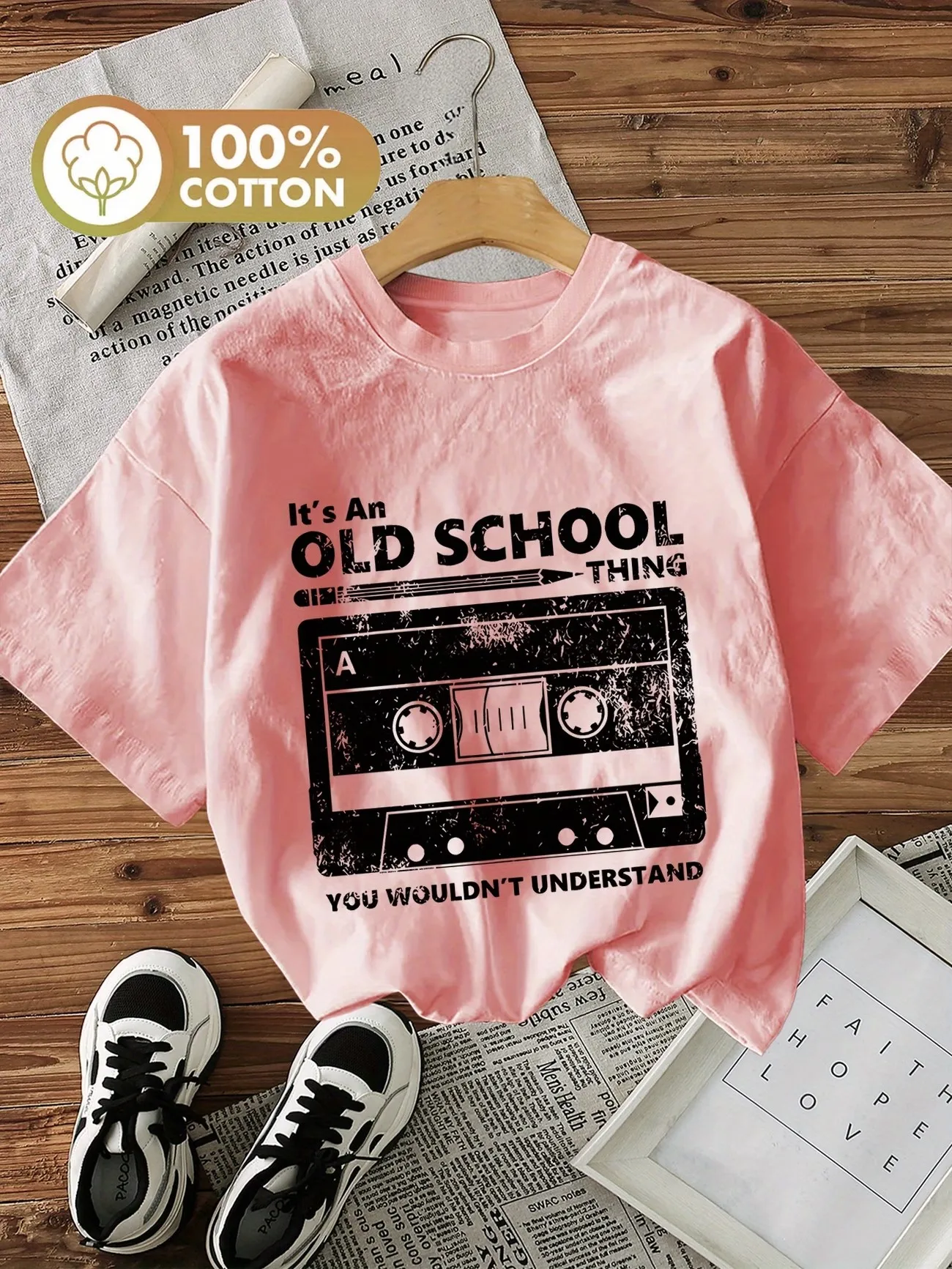 Graphic Vintage Music 100% Cotton Women's Retro Hip Hop Print T-Shirt Punk Crew Neck Short Sleeve Top Vintage Shirt