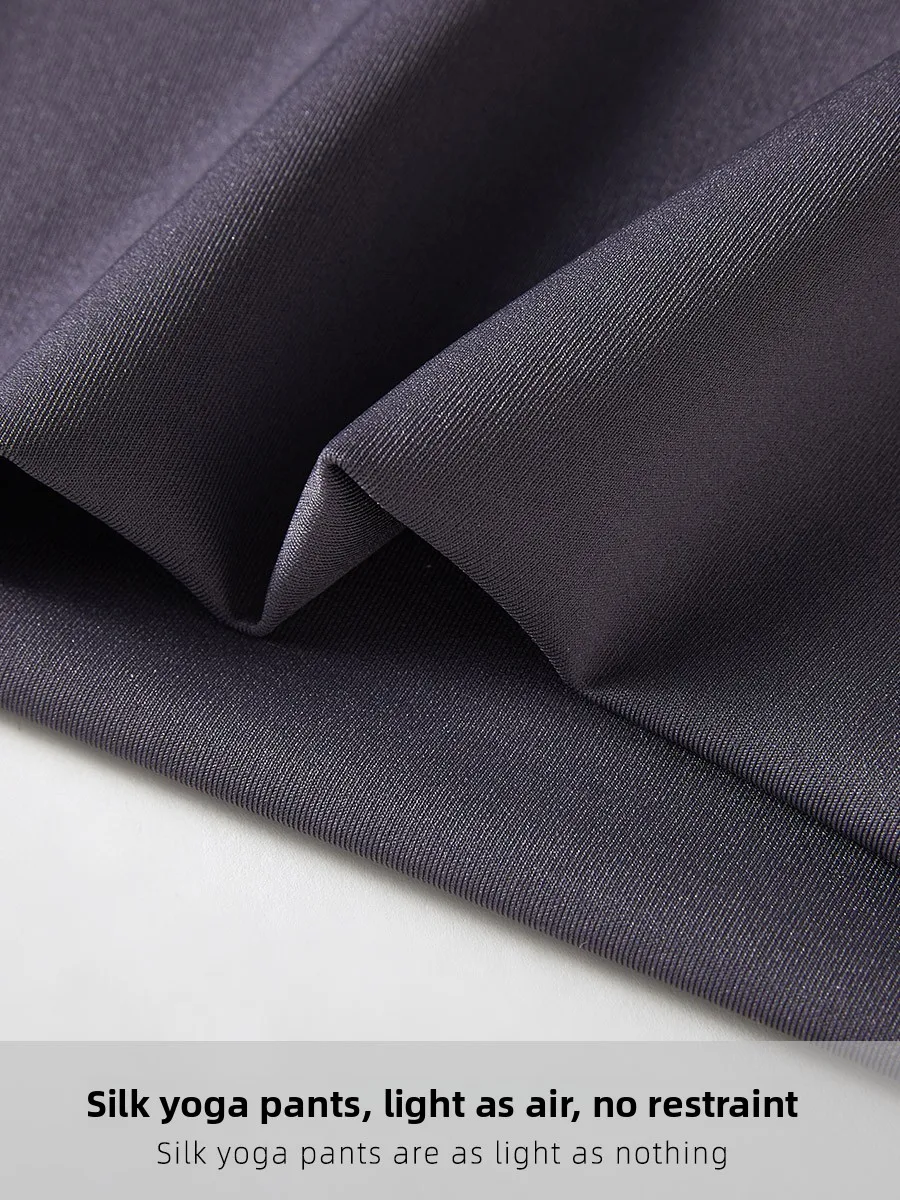 High-Waist Silk Yoga Pants Skin-Friendly Breathable Inner 00%  Silk Sl Comfortable Base Layer Trousers