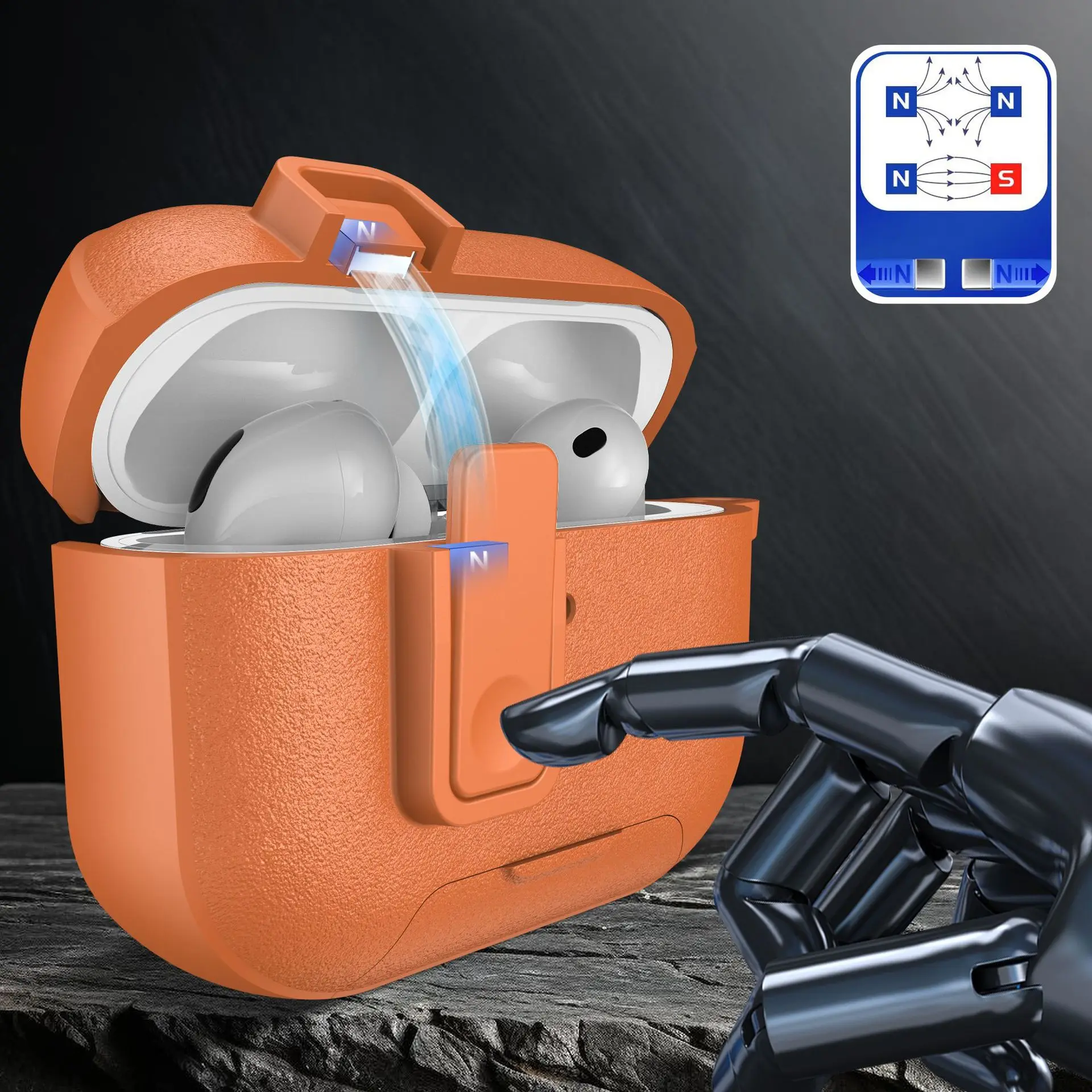 Creative Advanced Solid Color with Holder Magnetic Shockproof Protective Earphone Cover Case for AirPods 4 Pro 2 Pro 3 - view 2