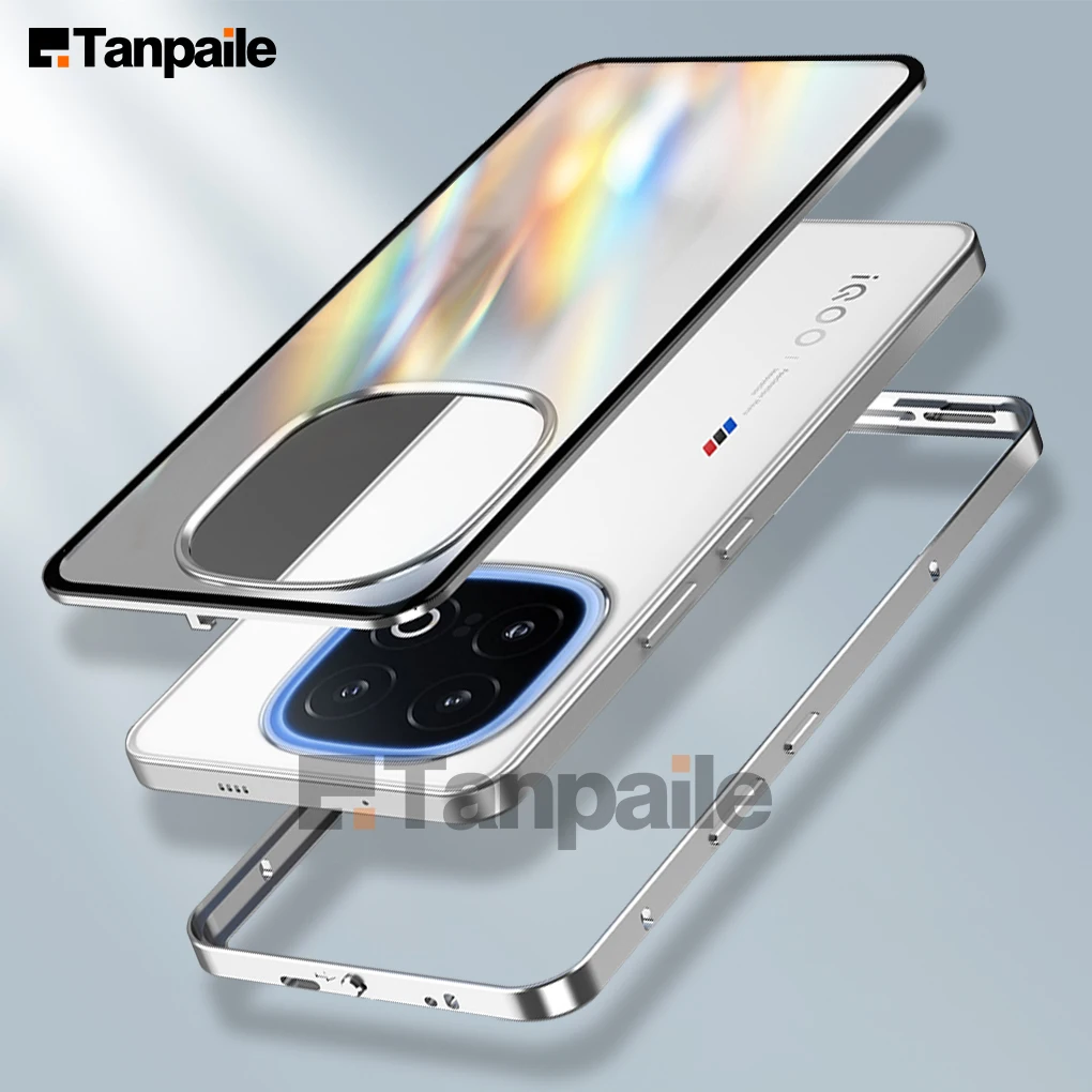 

Tanpaile For VIVO iQOO 13 12 Pro Y300 Y200 Y100 Metal Bumper Aluminum Alloy Case, Matte Tempered Glass Back Cover Funda Frame