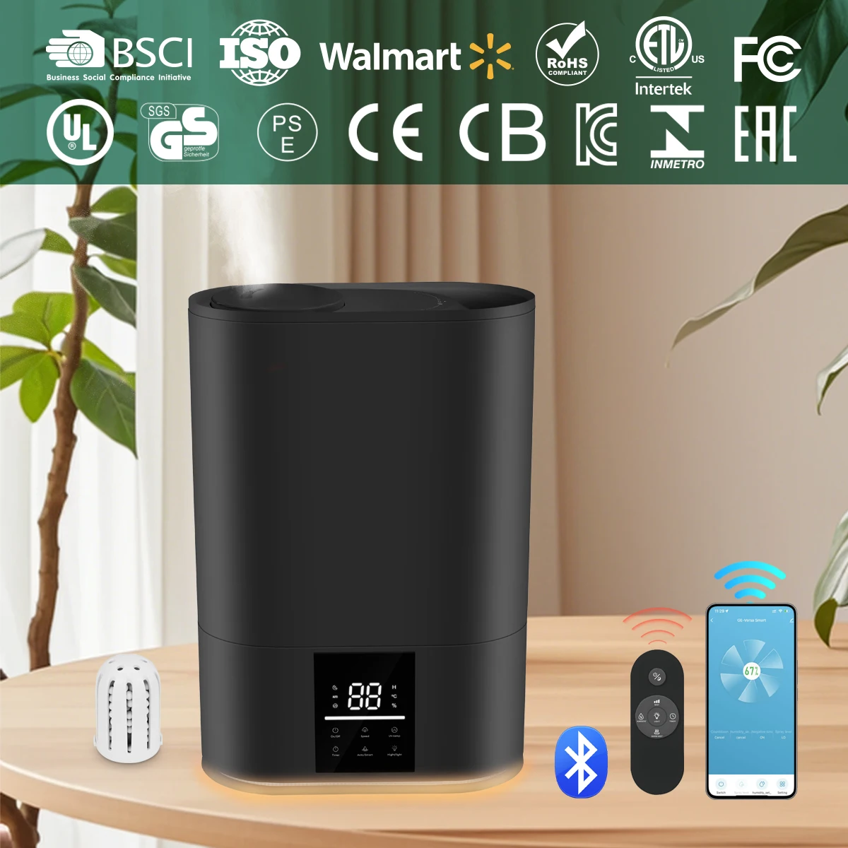6L Essential Oil Diffuser Humidifier Top Fill LCD Touch Screen Night Light Sleep Mode for Living Room