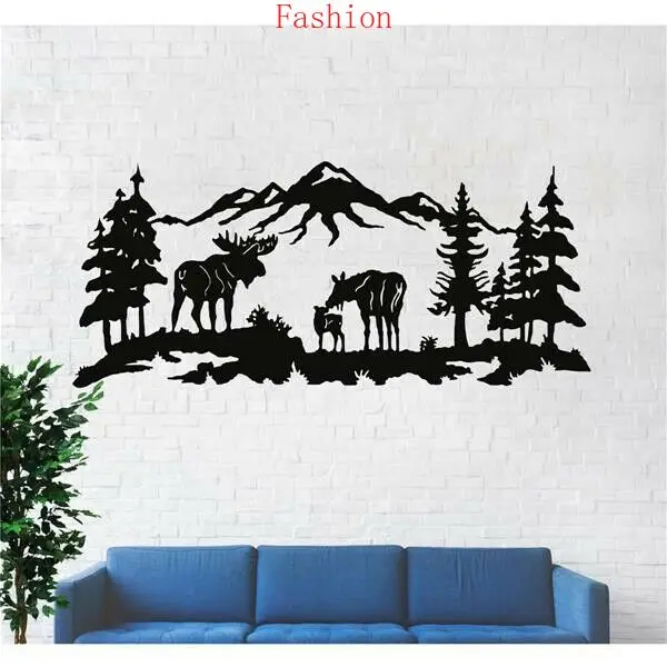 

Metal Wall Art Metal Moose Art Nature Wall Art Tree Decor Iron Decor Home Living Room Interior Decor Metal Wall Decoration