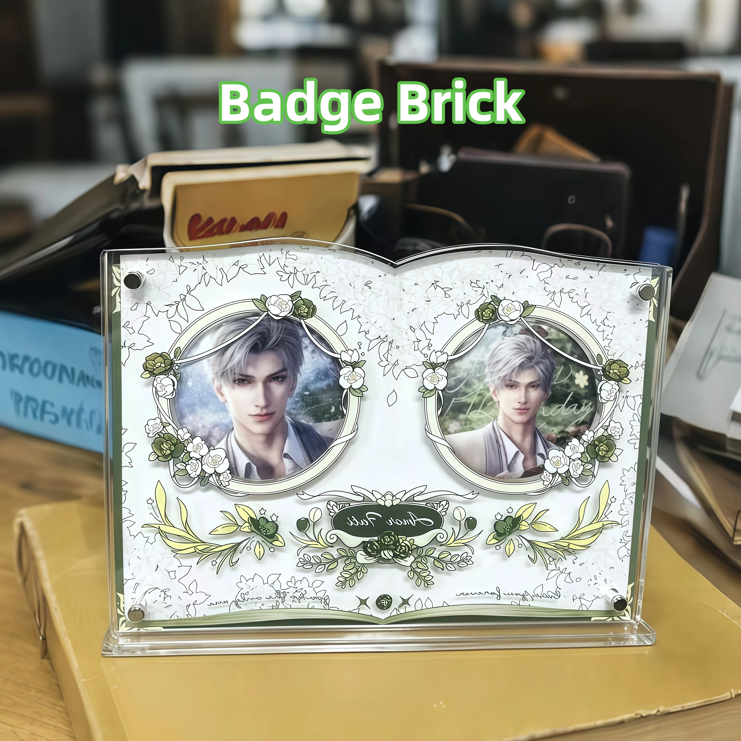 Gorgeous Anime Badge Display Storage Book Colorful Acrylic Decoration Frame Display Stand 58 66 75mm Brooch Badge Holder