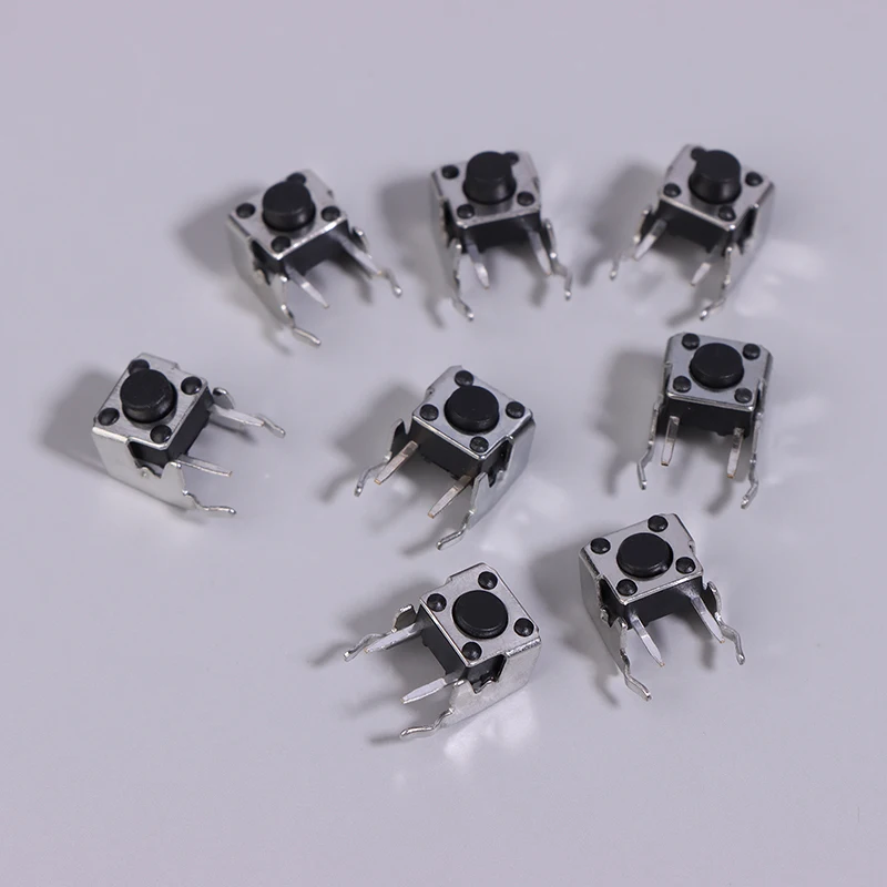 New 20Pcs 6x6 PCB Momentary Tactile Tact Push Button 4-Pin Self-reset Switch Right Angle With Stent 6*6*4.3/4.5/5.5