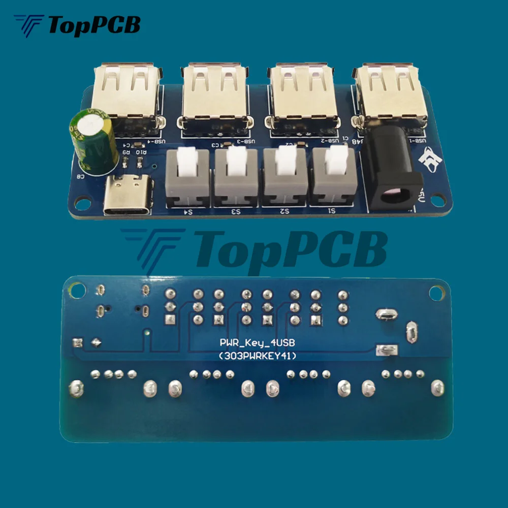 DC 2.1 Type-c USB HUB Distribution Board DC 5V Power Supply Expansion Module 4-Way USB Power Supply HUB