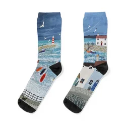 Stormy Harbour-Calcetines de algodón con calefacción para hombre y mujer, medias de tenis de alta calidad