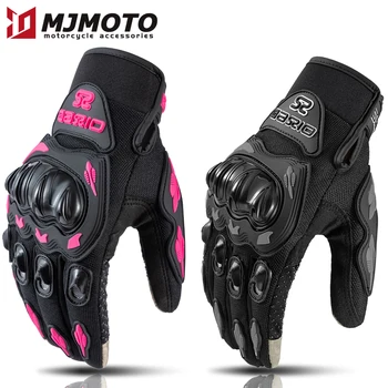 Lady's Pink Black Motorcycle Gloves Women Summer Mesh Breath...