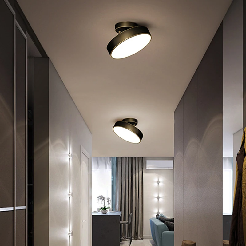 

Pop Modern LED Ceiling Light Copper Lamp Rotatable Lamp For Bedroom Living Room Entryway Study Corridor Aisle Decor Lighting Fix