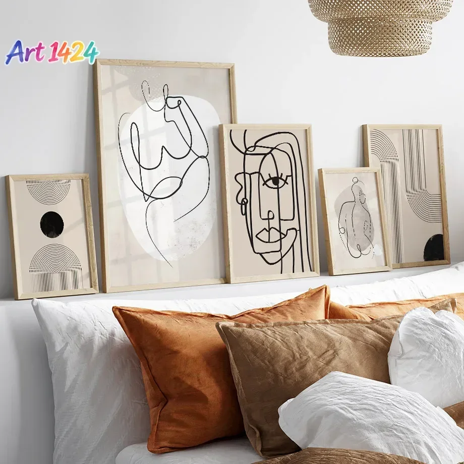 Abstract Figures Face Body Geometry Wall Art Canvas Painting Line Bauhaus Posters And Prints Pictures Hotel Bar Room Home Dec