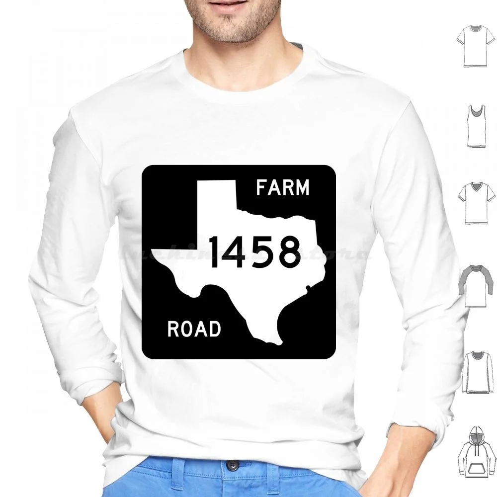 

Texas Farm-To-Market Road Fm 1458 United States Highway Shield Sign Hoodie Cotton Long Sleeve A M University Texan