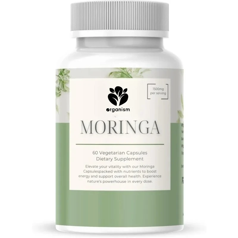 

Капсулы Моринга - 100% чистый порошок чая с маслом Моринга, 1500 мг на порцию - для энергии, обмена веществ и поддержки иммунитета, 60 капсул