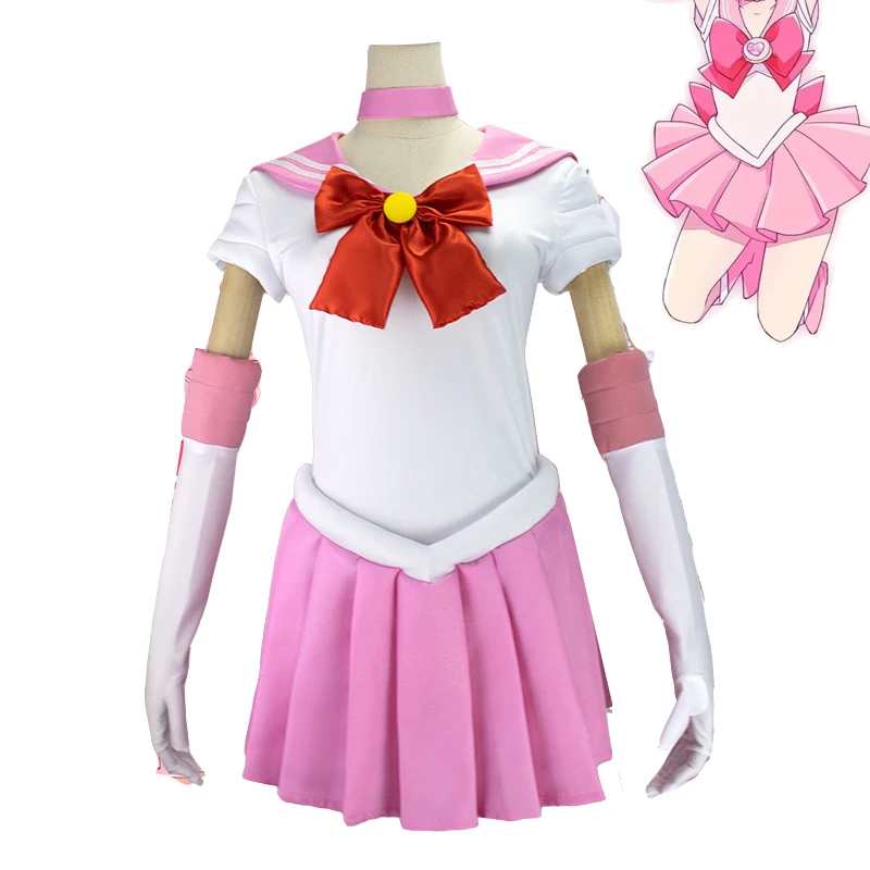 Adults Kids Anime Sailor Cosplay Costume Wig Moo Usagi Small Lady Serenity Suits Pink Wig Halloween Carnivl Party Dress