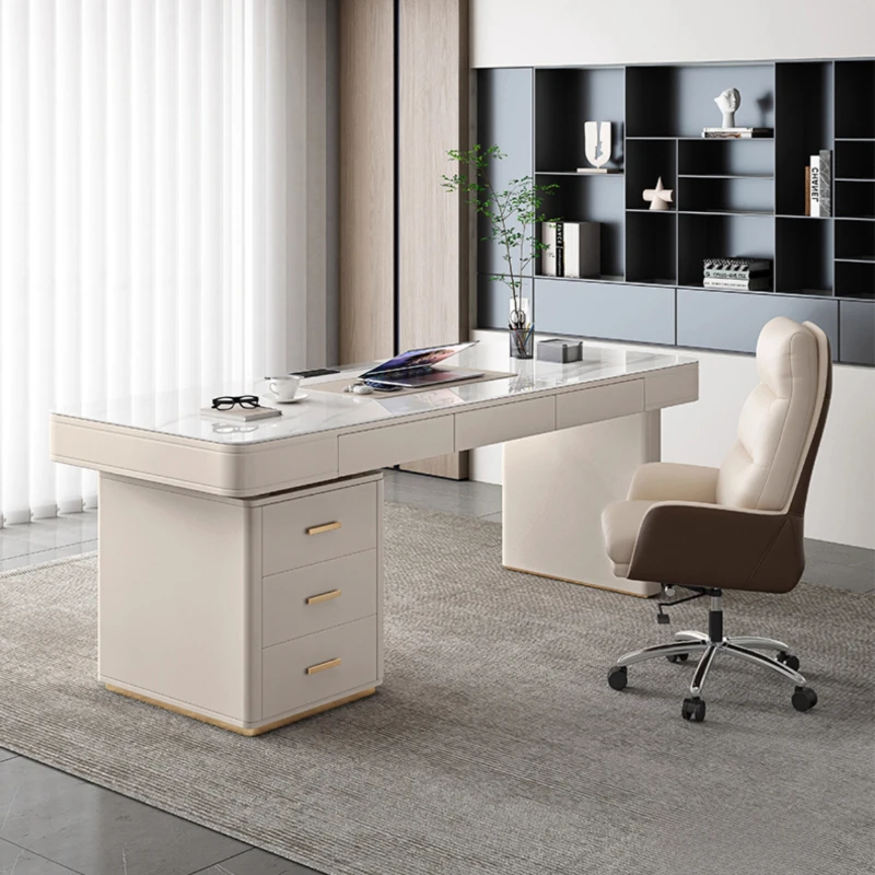 Designer Luxury Modern Office Desk Storage Drawers Asthetic Executive Home Computer Desks Standing Writing Biurko Furniture