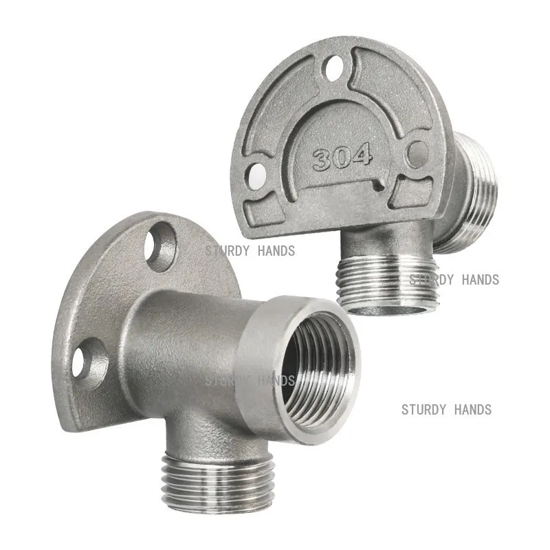 4pcs Stainless Steel 4-Point Wall Mounted Faucets Fixed Joints Perforated Brackets Base Hardware Accessories