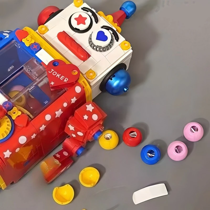 JAKI Klaun Skręcający Jajko Robot Składający Klocki Anime Kreskówka Model Ozdoba na Biurko Kolekcjonerski Prezent dla Dzieci na Święta