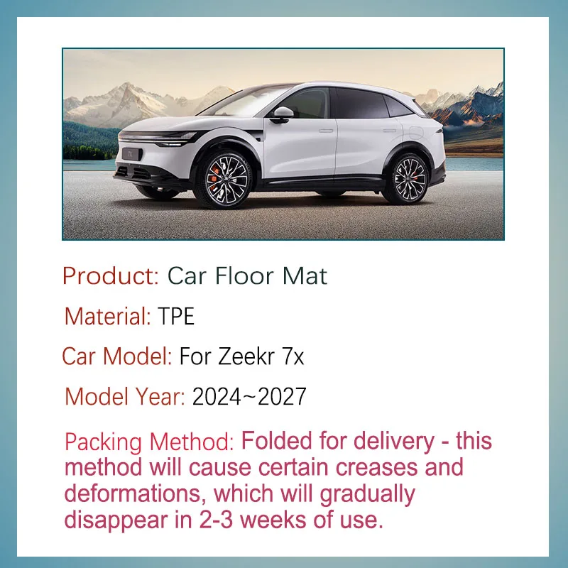 Luxury Car Floor Mats For Zeekr 7x CX1E 2024 2025 2026 2027 Waterproof Left Right Hand Driver Foot Floor Covers Car  Accessories