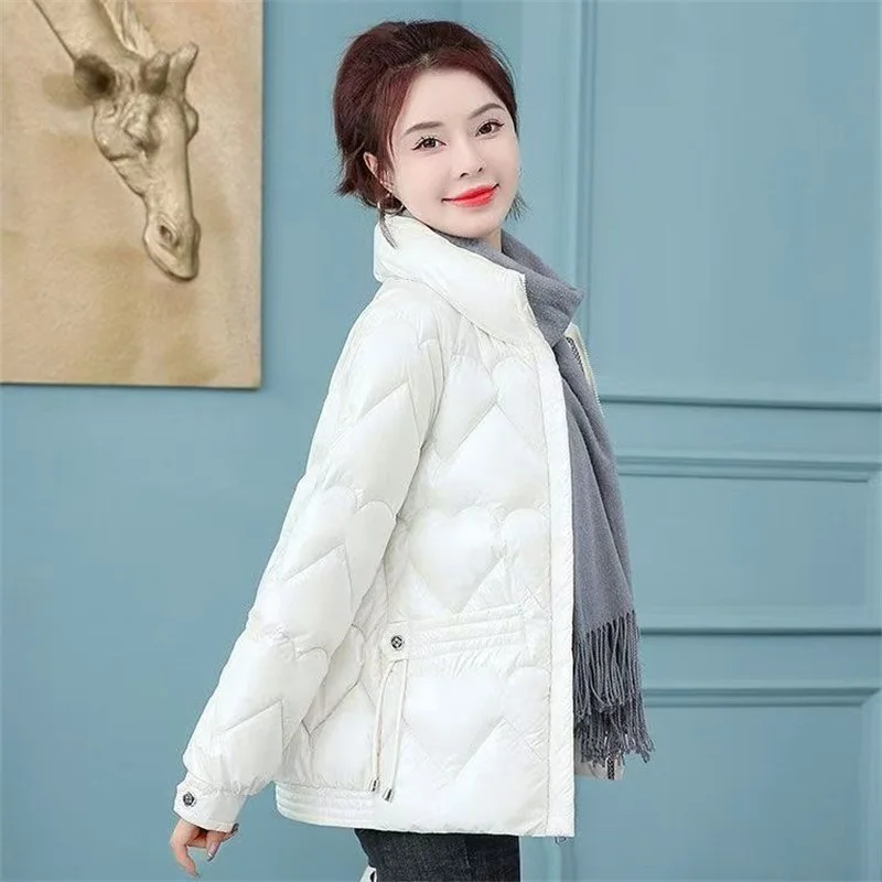 Autumn And Winter Cotton-padded Coat 2024 New Bright Heart Cotton-padded Coat Bright Thick Short Loose Korean Cotton-padded Coat