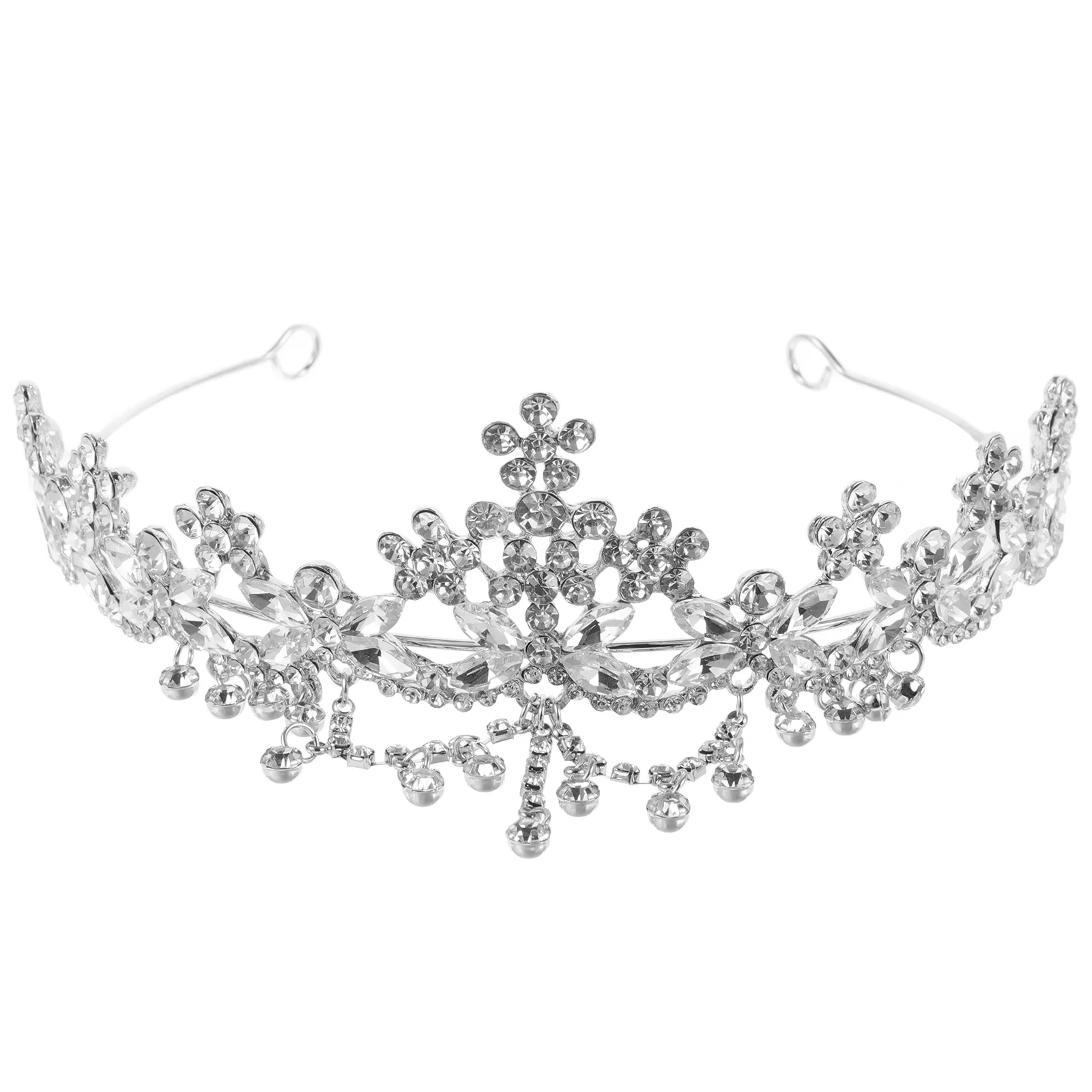 

Crown Tiara Bridal Crystal Silver Elegant Wedding Headpiece Costume Accessories Vintage Hairpin Queen Party Set