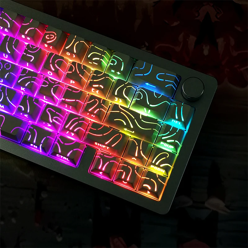 134 مفتاحًا مزدوج النار PBT أغطية مفاتيح بيضاء كفاف مضاءة جانبية RGB أغطية مفاتيح بإضاءة خلفية ملف تعريف الكرز لمفاتيح MX لوحة المفاتيح الميكانيكية