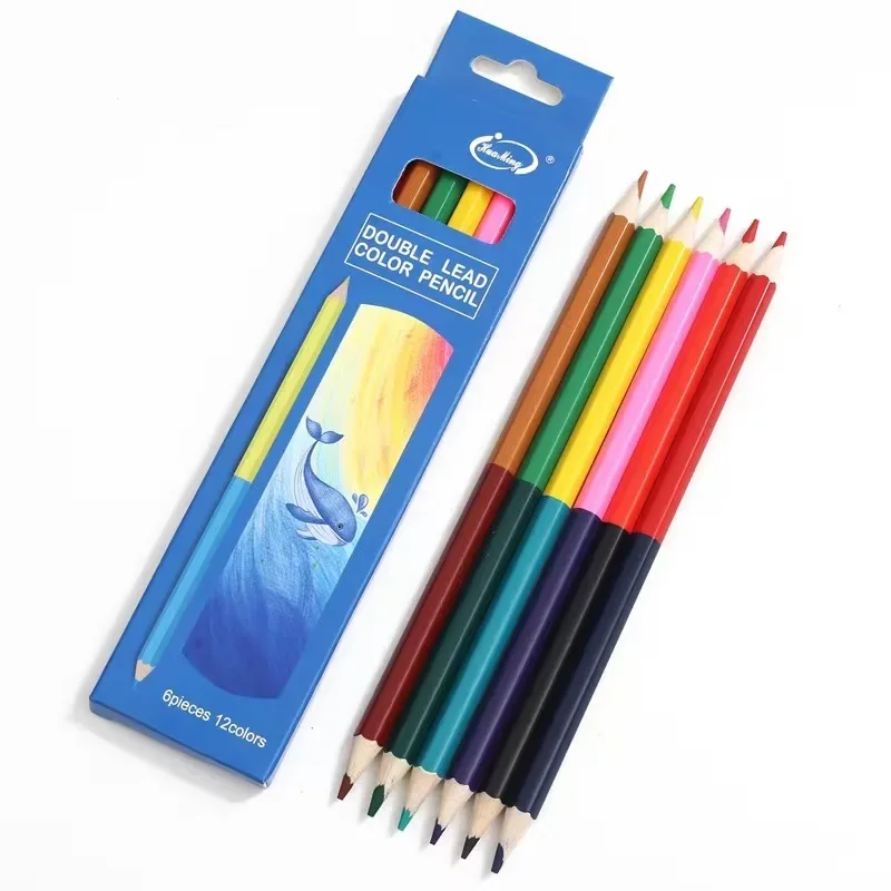 12/24 colors Dunble heads Pencil Set Sketching Drawing Color Lead for kids Beginners Home School Art Stationery Supply