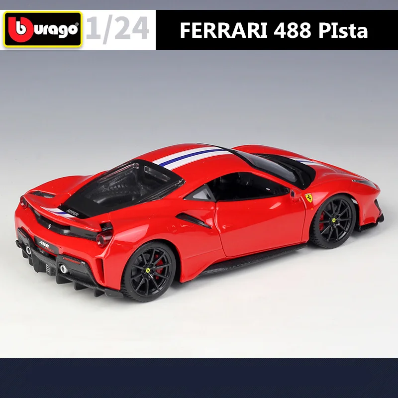 Bburago 1:24 Ferrari 488 PIsta Alloy Sports Car Model Diecast Metal Racing Car Vehicles Model High Simulation Childrens Toy Gift