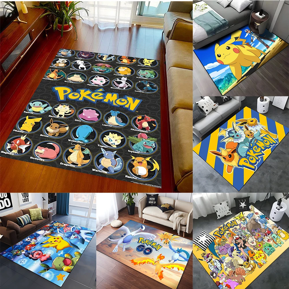 MINISO Cute Pokemon Cartoon Carpet Rug for Home Living Room Bedroom Sofa Doormat Child Play Area Rug Non-slip Floor Mat Gift