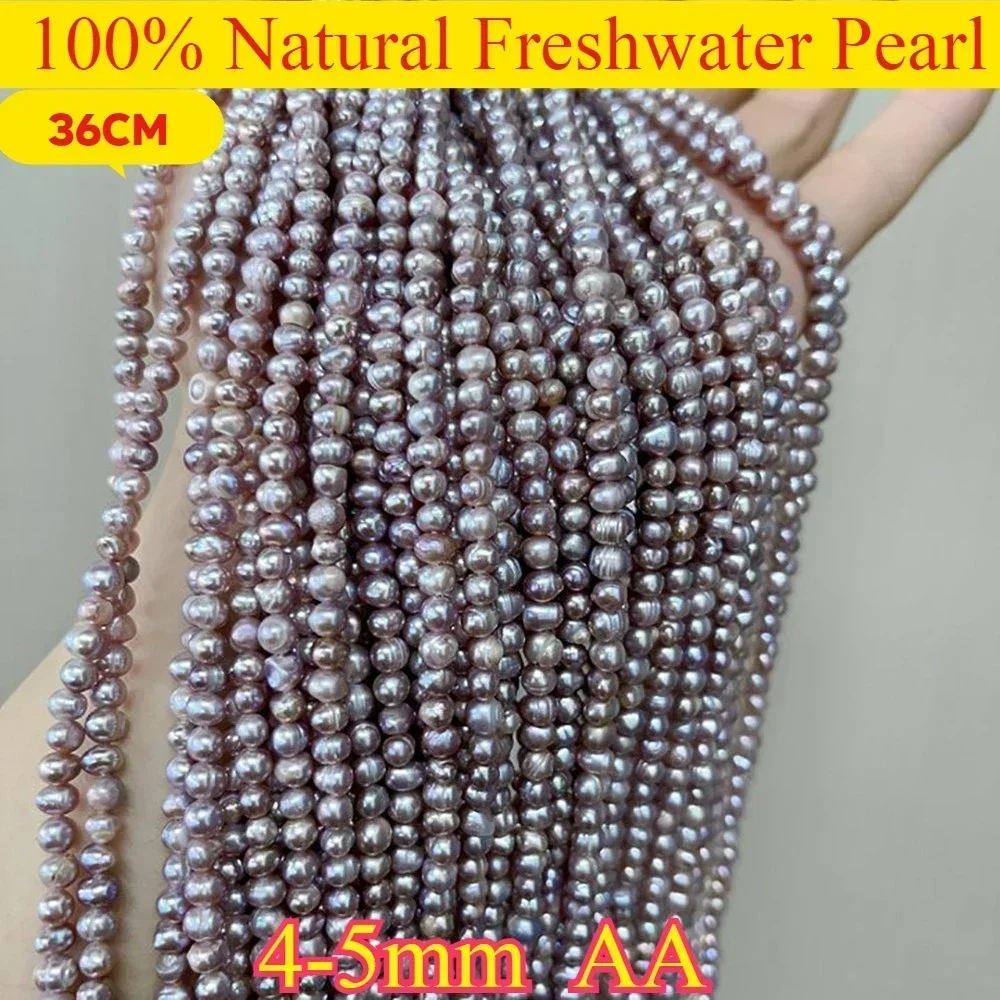 4-5 مللي متر AA جودة عالية لؤلؤ المياه العذبة الطبيعية لكمة فضفاض الأبيض الأرجواني حبة DIY بها بنفسك أنيقة قلادة سوار صنع المجوهرات