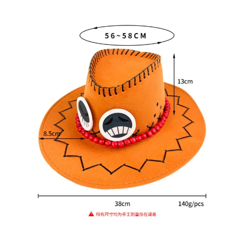 Sombrero de Jazz de vaquero occidental de una pieza para hombre, periferales de animación de Festival divertido de Halloween, Cosplay de puño de fuego, Ace, tendencia