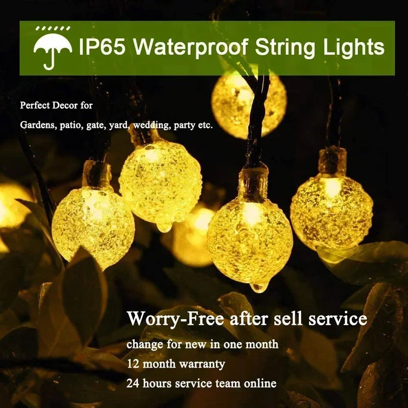 Solar Crystal Globe LED String Lights LED Solar Outdoor Light IP65 Fairy Light Christmas Garland For Garden Party Decor