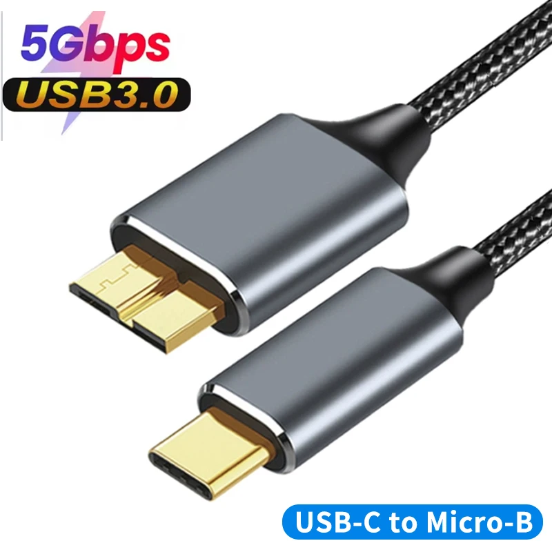 

USB C to Micro B Cable Type C to USB 3.0 5Gbps Data Connector Adapter For phone PC Macbook Hard Drive Disk Camera HDD SSD Cord