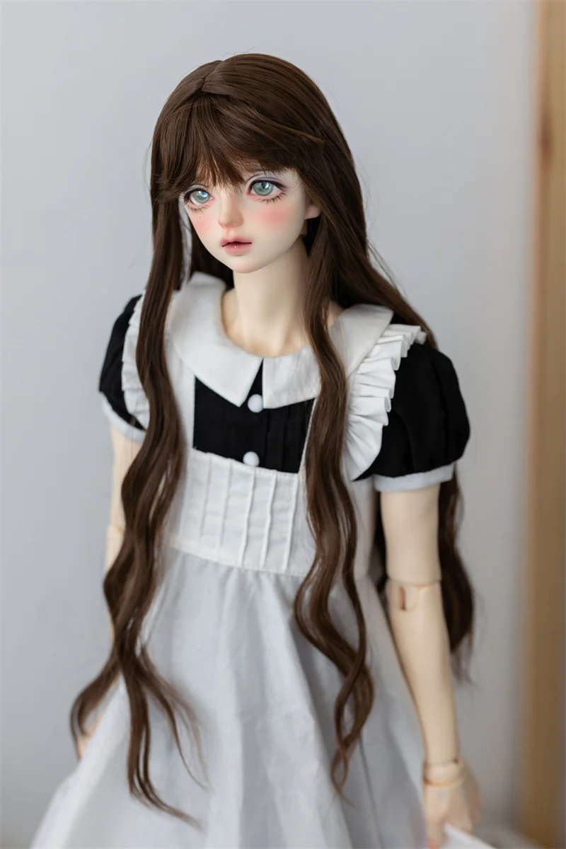 BJDドールウィッグ 1/3 1/4 1/6 おもちゃ 女の子 エレガント ゴールデン ブラック ピンク レッド bjd ソフトミルクシルク ロングカーリーヘアウィッグ ギフト ドールアクセサリー