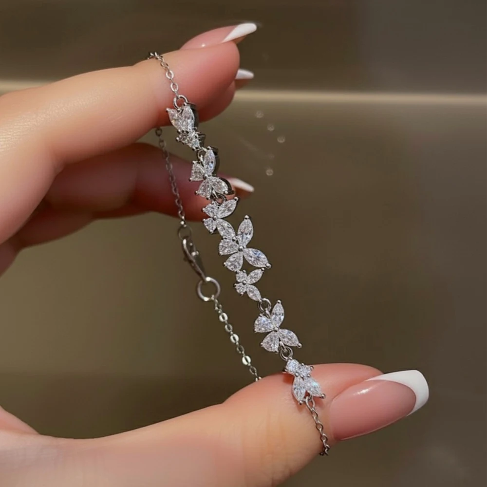 Exquisites Zirkon-Schmetterling-Armband mit Türkis und Lila CZ für Damen und Mädchen, Hochwertiger Schmuck für Hochzeiten und Partys, Niedliche Geschenke