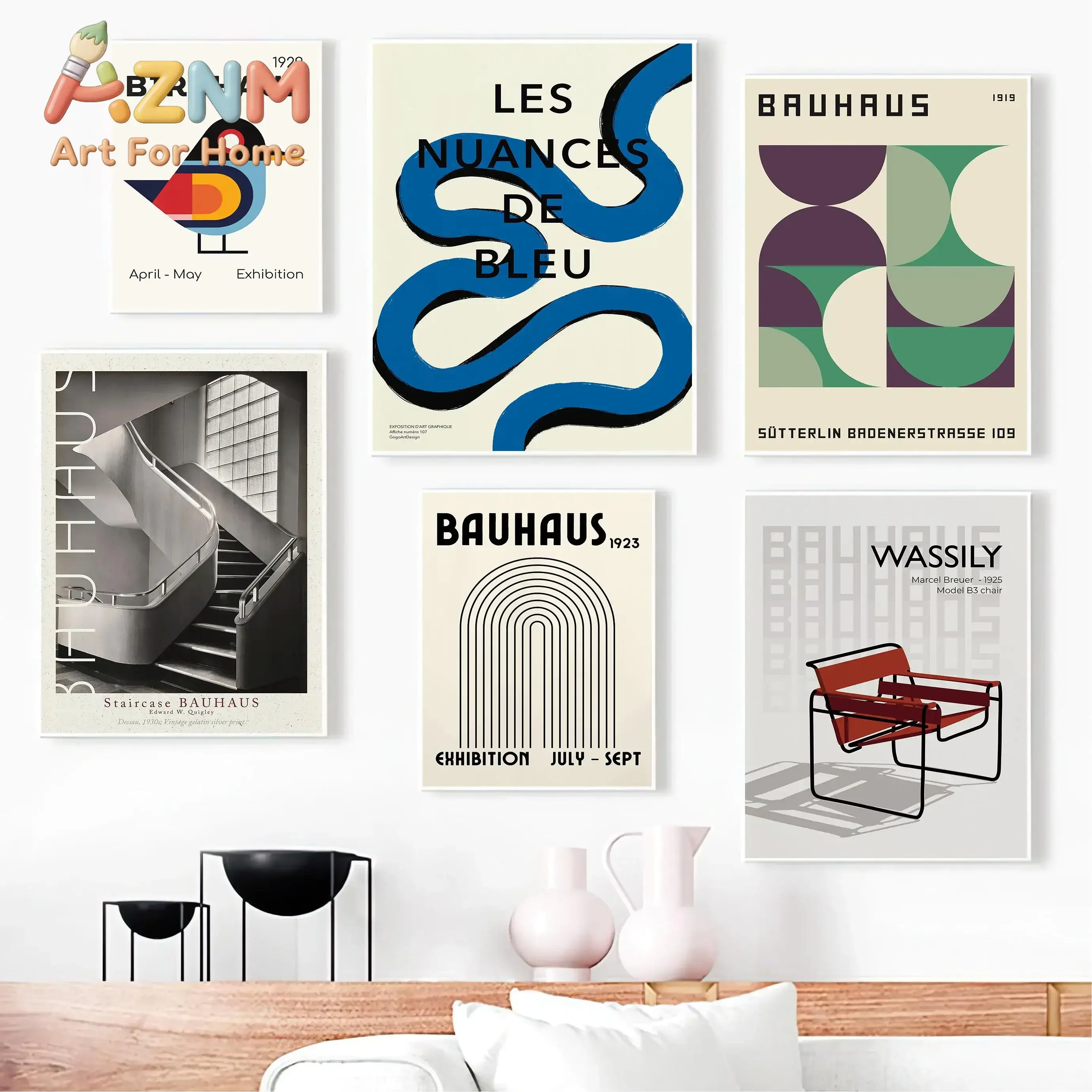 Bauhaus Exhibition Geometric Abstraction Minimalism Bauhaus Movement Poster Canvas Paintings Wall Art Pictures Home Decor