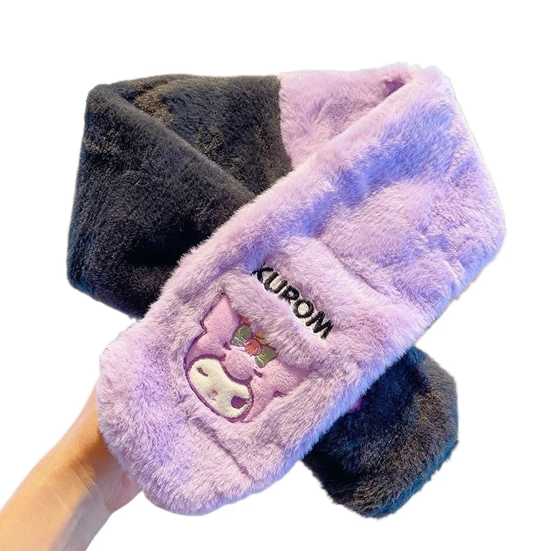 

Детский шарф серии Sanrio Kurome, зимний мультяшный милый детский плюшевый утолщенный теплый шарф для девочек, рождественский подарок, оптовая продажа